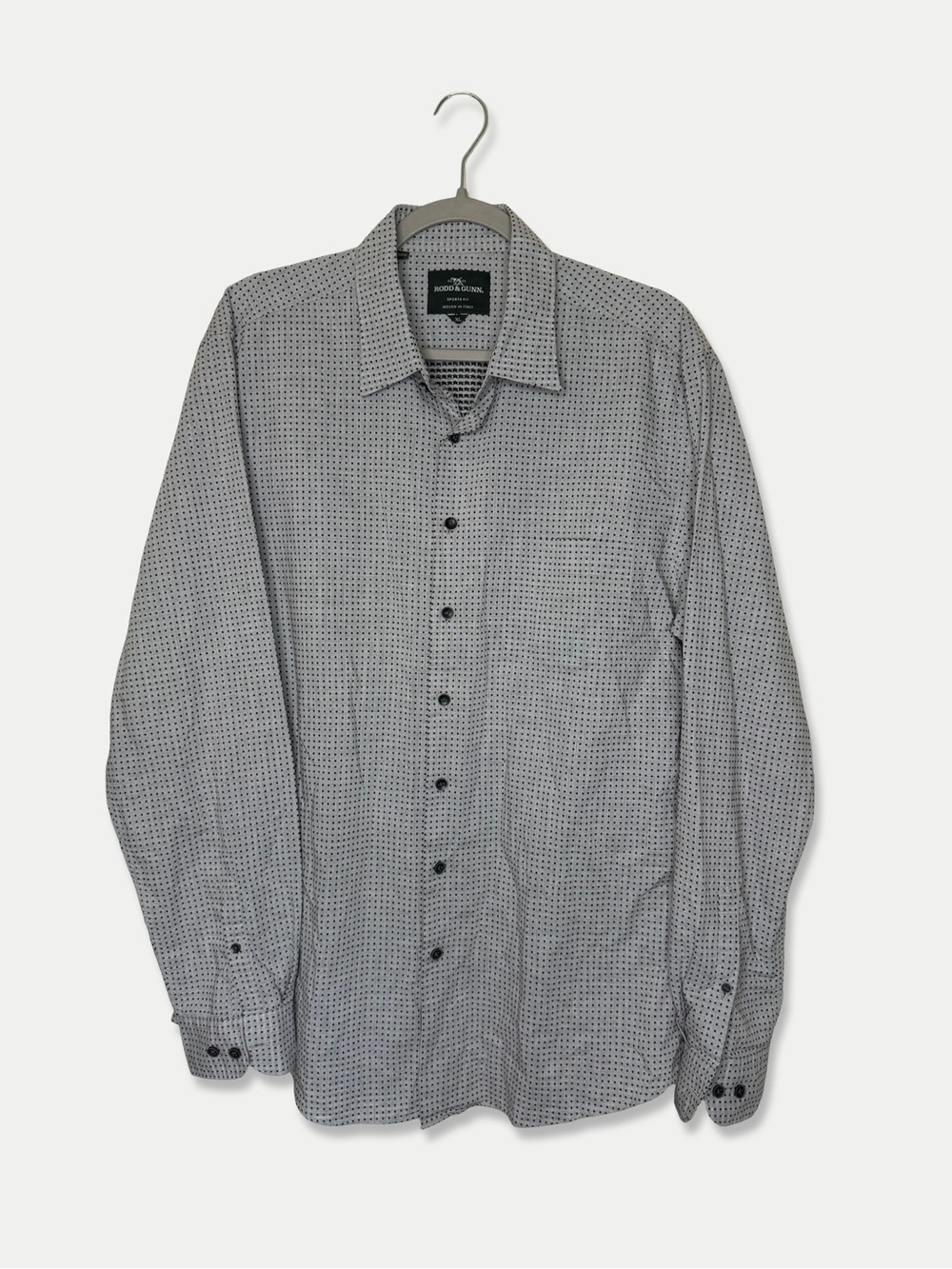 Rodd & Gunn Men's XL Shirt Gray Black Wool Cashmere Blend Woven in Italy GUC